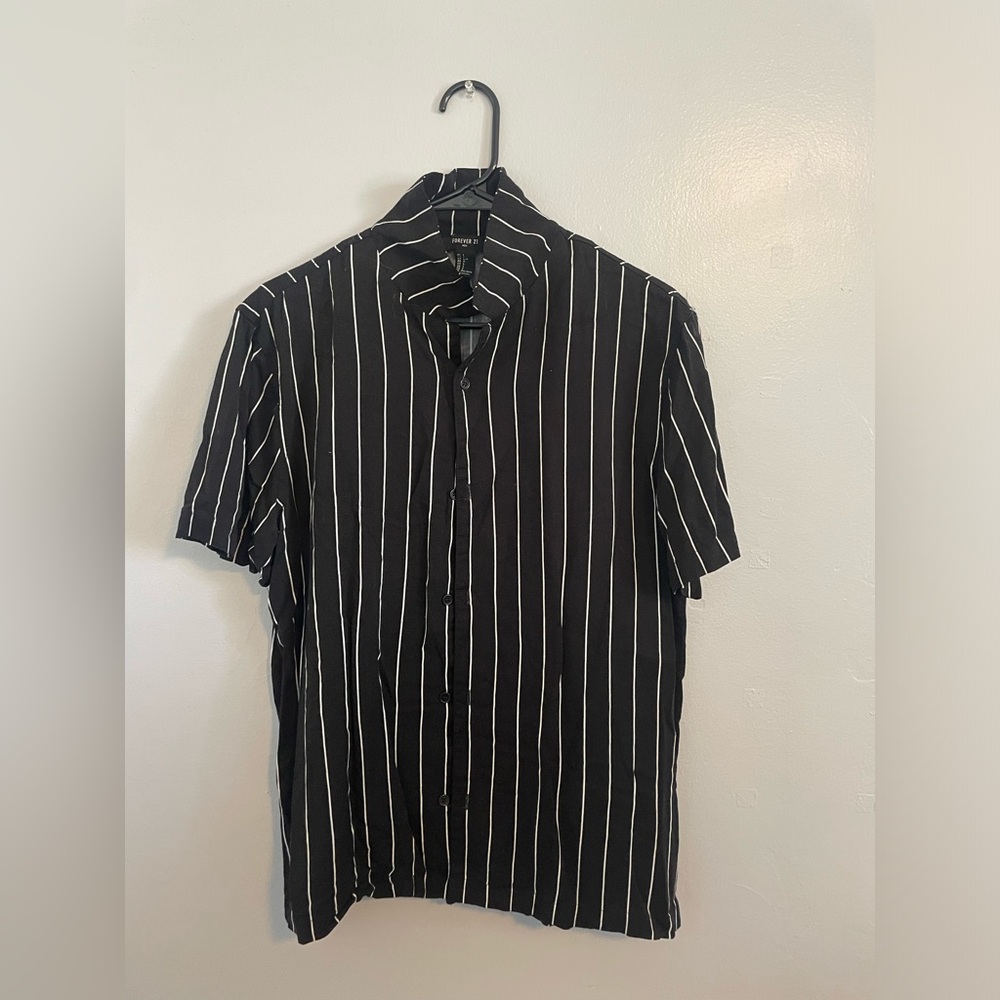 Black striped button down